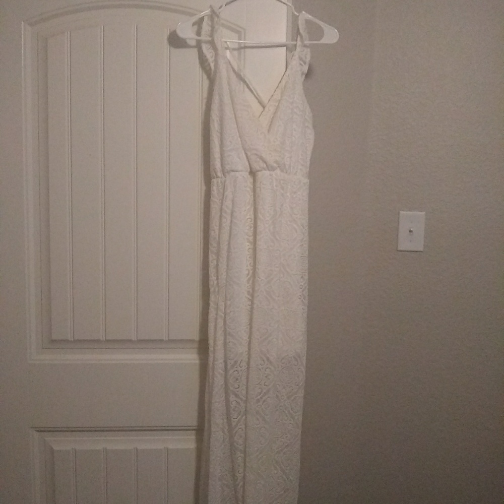 White crotchet dress